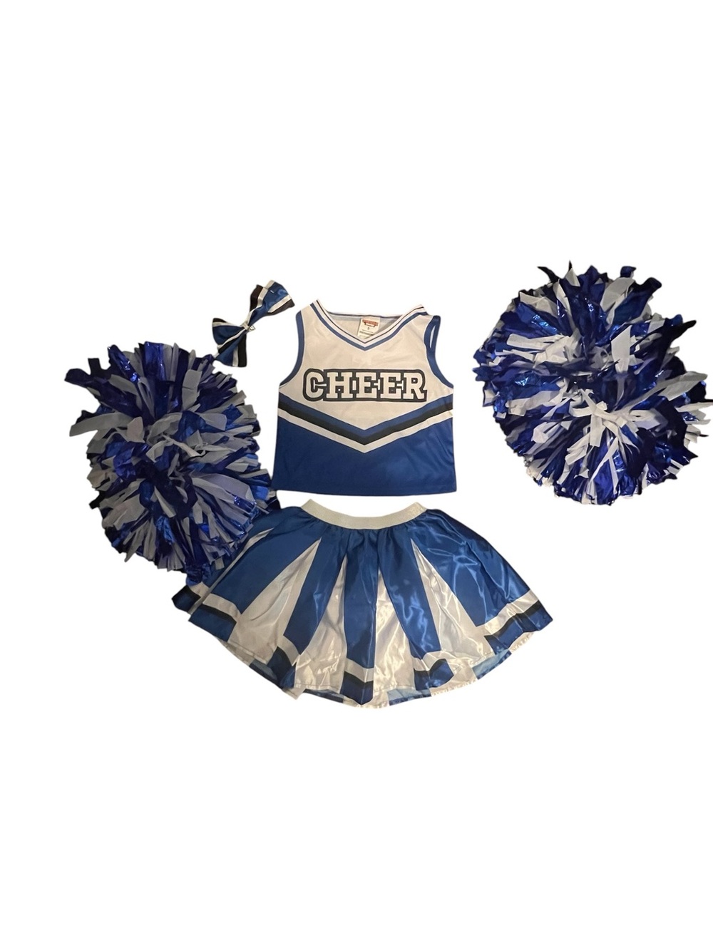 Spooktacular Creations Cheerleader Costume Girls Size S 5-7 Blue White Complete